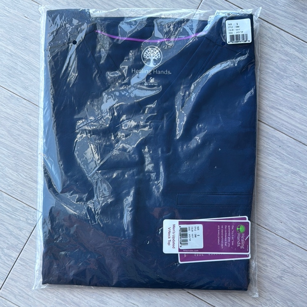 Healing Hands Navy Blue camo Scrub Tops (2pack) purple label
